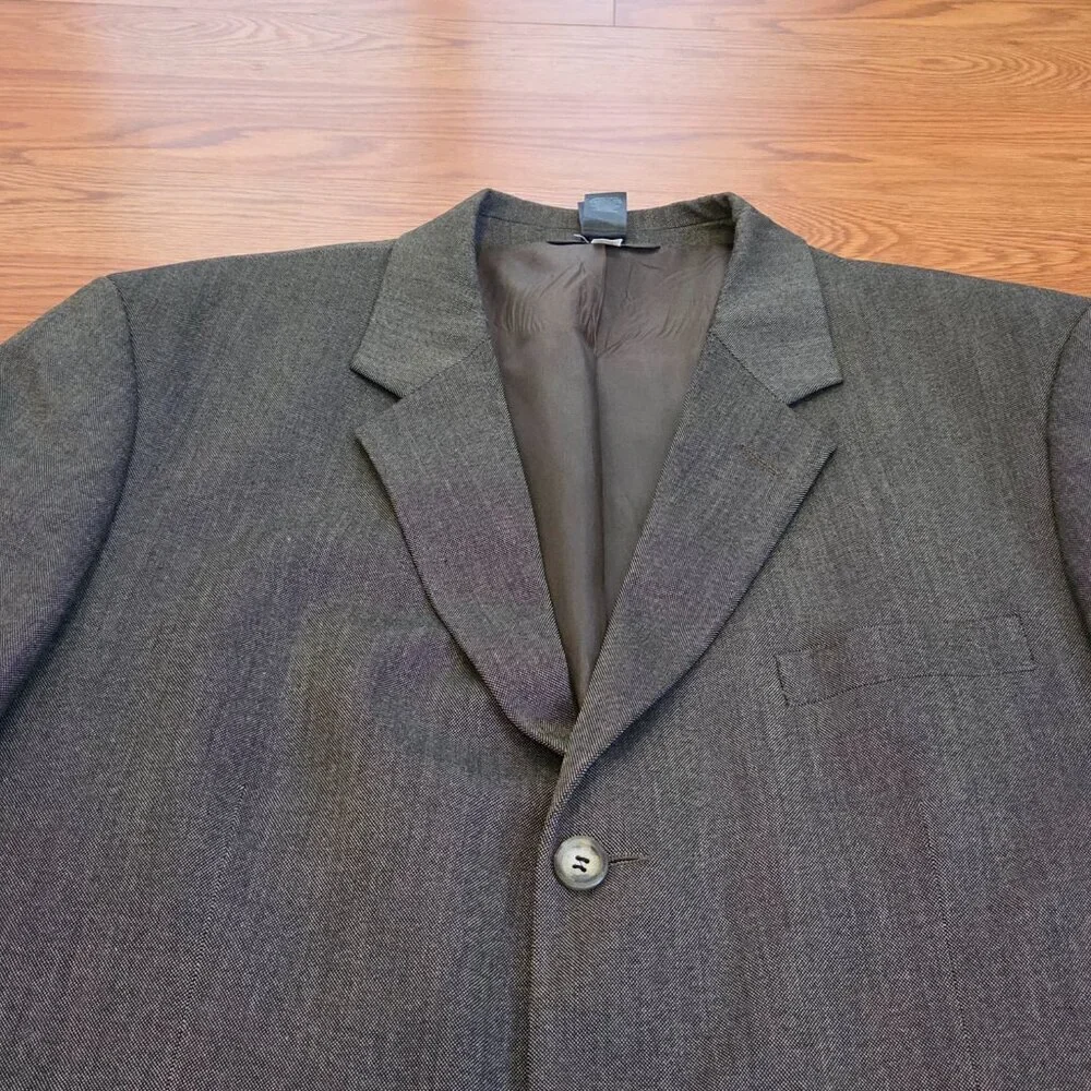 Vintage Claiborne Men's Blazer Sport Coat 44R Dusty Brown 3 Button 1990s Suit